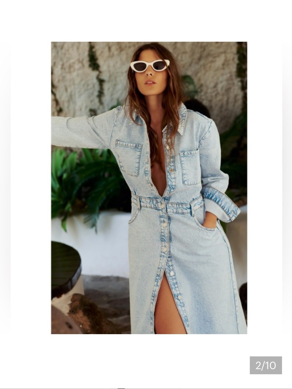 Zara Light Wash Denim Midi Shirt Dress Organic Cotton Blend Nwot